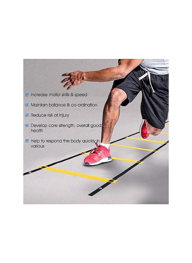 PROMASS Agility Ladder 8 Rung 4 Meters For Speed Agility Training & Quick Footwork Exercise-Em-9334-Yb  - Image 5