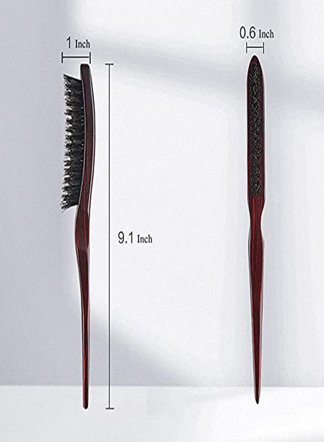Perfehair Boar Bristle Teasing Hair Brush With Wooden Handle 3 Row Slim Backcombing Brush 8.8 Inch - Image 3