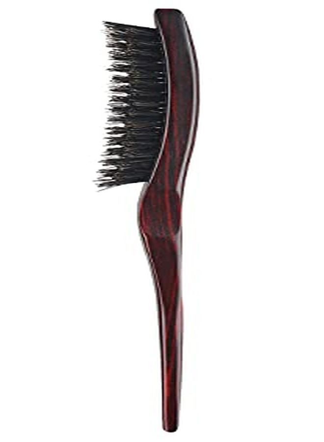 Perfehair Boar Bristle Teasing Hair Brush With Wooden Handle 3 Row Slim Backcombing Brush 8.8 Inch - Image 1