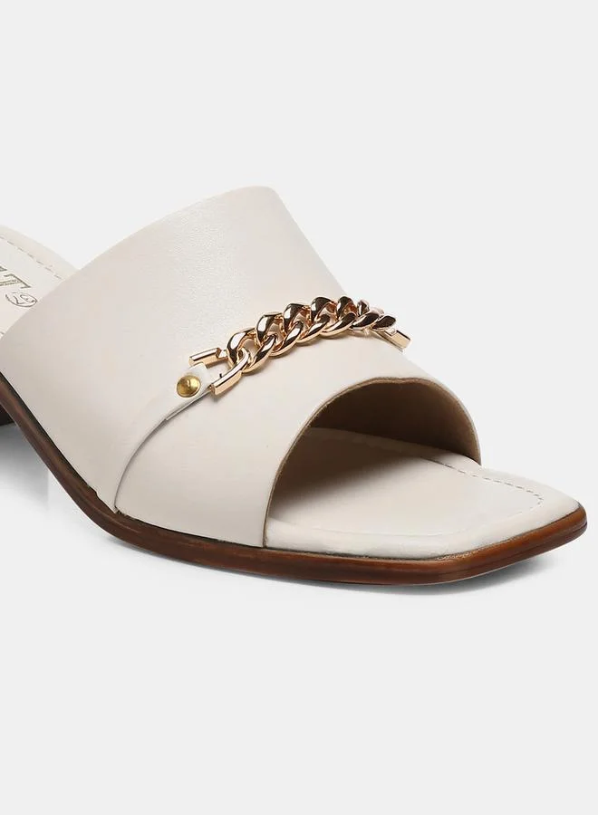 جنيست Chain Embellished Block Heel Sandals by Styli