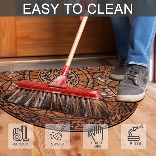 CHICHIC Entrance Door Mat Large 24 x 36 Inch Entry Way Doormat Front Door Rugs Outdoors Heavy Duty Welcome Mat Non Slip Rubber Back Low Profile for Garage, Patio, High Traffic Area, Orange - Image 5