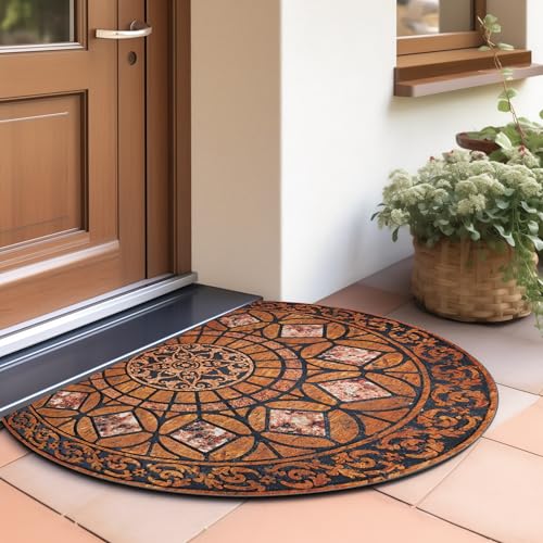CHICHIC Entrance Door Mat Large 24 x 36 Inch Entry Way Doormat Front Door Rugs Outdoors Heavy Duty Welcome Mat Non Slip Rubber Back Low Profile for Garage, Patio, High Traffic Area, Orange - Image 2