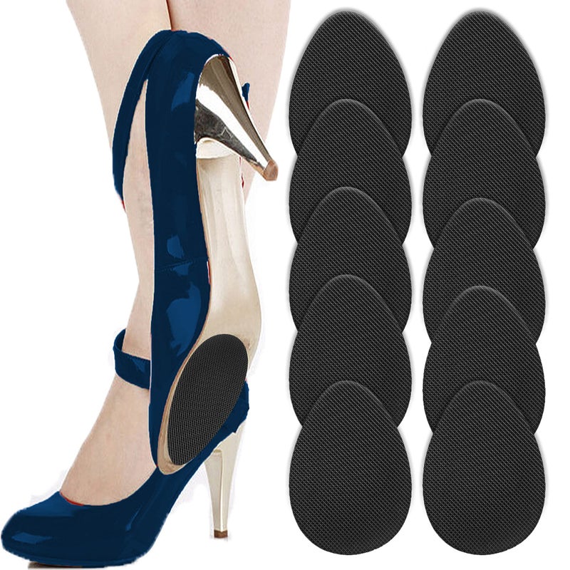 Feeke Non Slip Shoes Pads Self-Adhesive Shoe Grips Rubber Anti-Slip Shoe Grips Sole Stick Protector (Black-5Pairs) - Image 1
