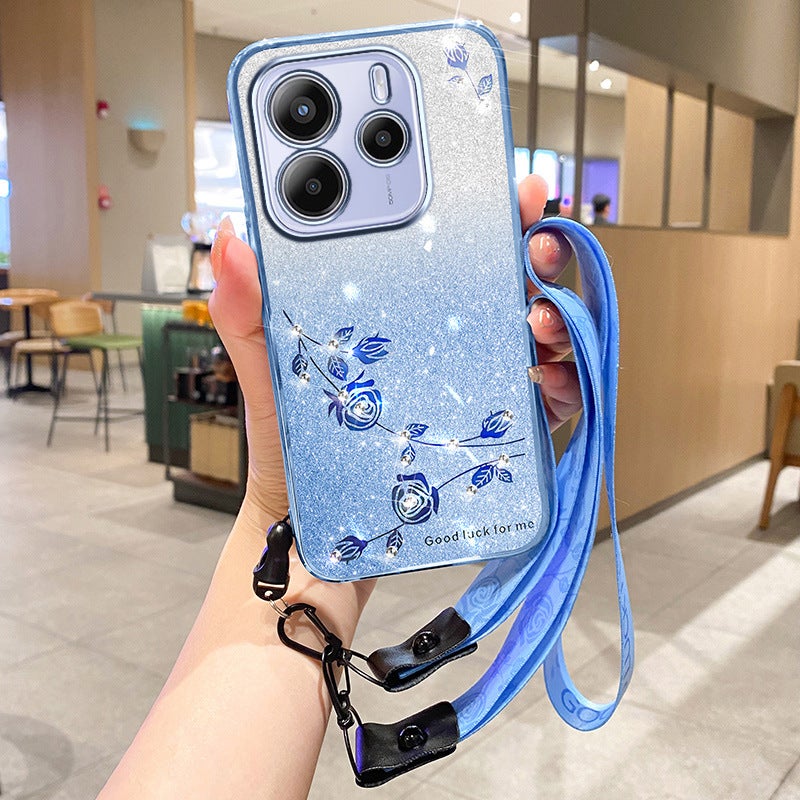 غطاء واقي، أزرق باللون الأزرق TPU، حبل تعليق، لـ Redmi Note 14 Pro من مادة TPU للاستخدام اليومي للاستخدام المنزلي للهدايا - Image 1