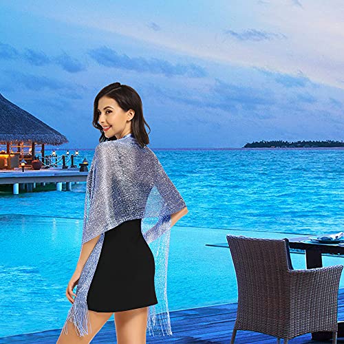 vimate Evening Shawl Wrap, Womens Solid Light Blue Shimmering Evening Scarf Shawls and Wraps for Prom Party Dresses (Light Blue) - Image 5