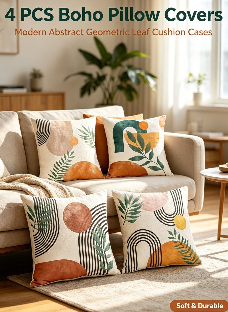 Bukela Pillow Covers for Home Decor Throw Pillowcases Boho Yellow 18" x 18" (Pack of 4) - Image 1
