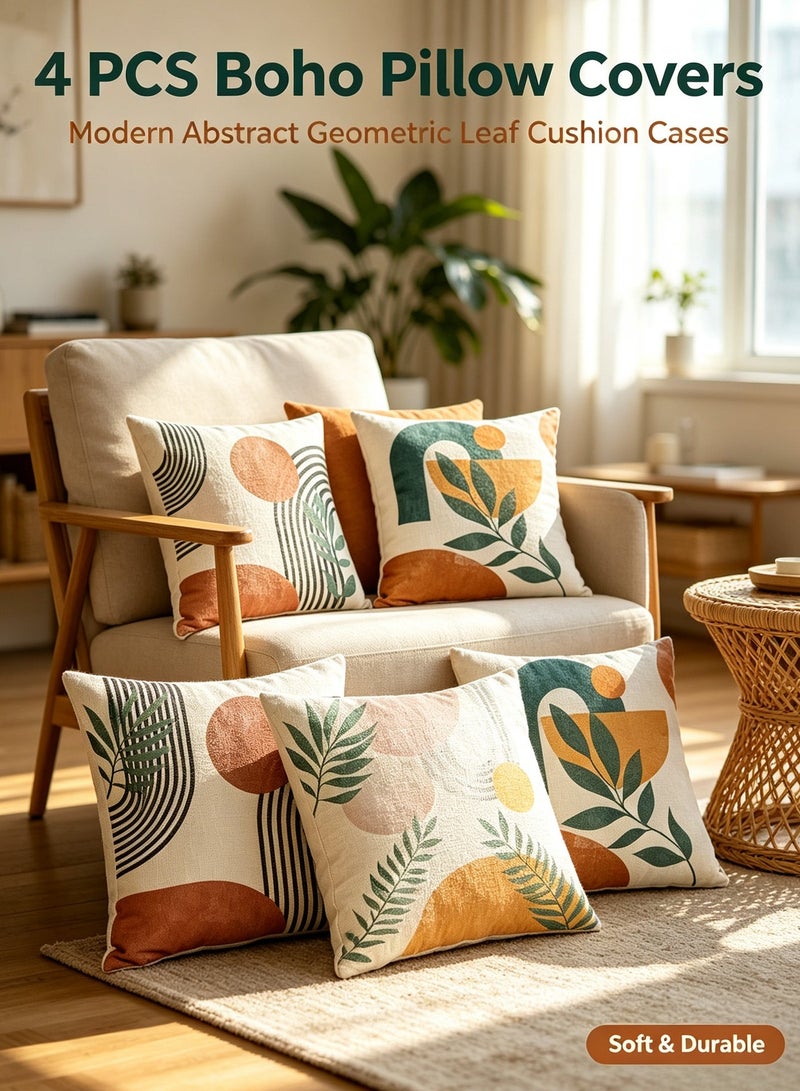 Bukela Pillow Covers for Home Decor Throw Pillowcases Boho Yellow 18" x 18" (Pack of 4) - Image 5