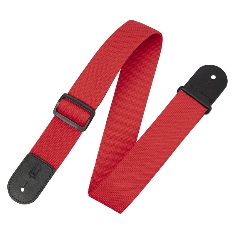 Levy's Leathers 2" Polypropylene Guitar Strap with Genuine Leather Ends and Tri-glide Adjustment. Red (M8POLY-RED) - Image 1