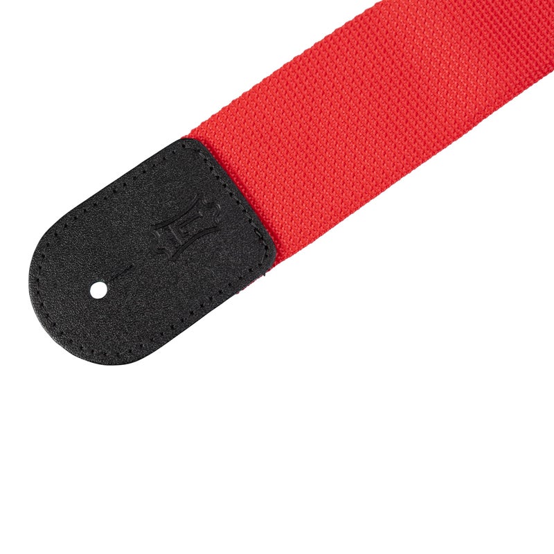 Levy's Leathers 2" Polypropylene Guitar Strap with Genuine Leather Ends and Tri-glide Adjustment. Red (M8POLY-RED) - Image 2