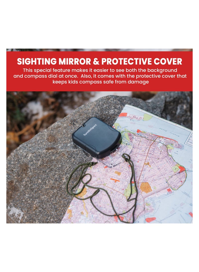 Captaintech - Adjustable Declination Compass for Kids and Scouts, Perfect for Camping and Hiking, Base Plate Navigation Tool for Orienteering and Backpacking - Image 1