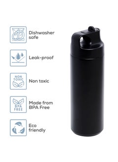 HYDROBREW Double Wall Insulated Sports Water Bottle, Black, 550 ML  - Image 3