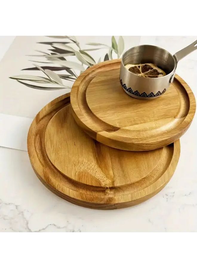 Natural Wood Steak Serving Tray 7.88in Hardwood Cutting Board for Dining and Picnics - Image 2