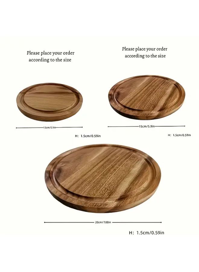 Natural Wood Steak Serving Tray 7.88in Hardwood Cutting Board for Dining and Picnics - Image 4