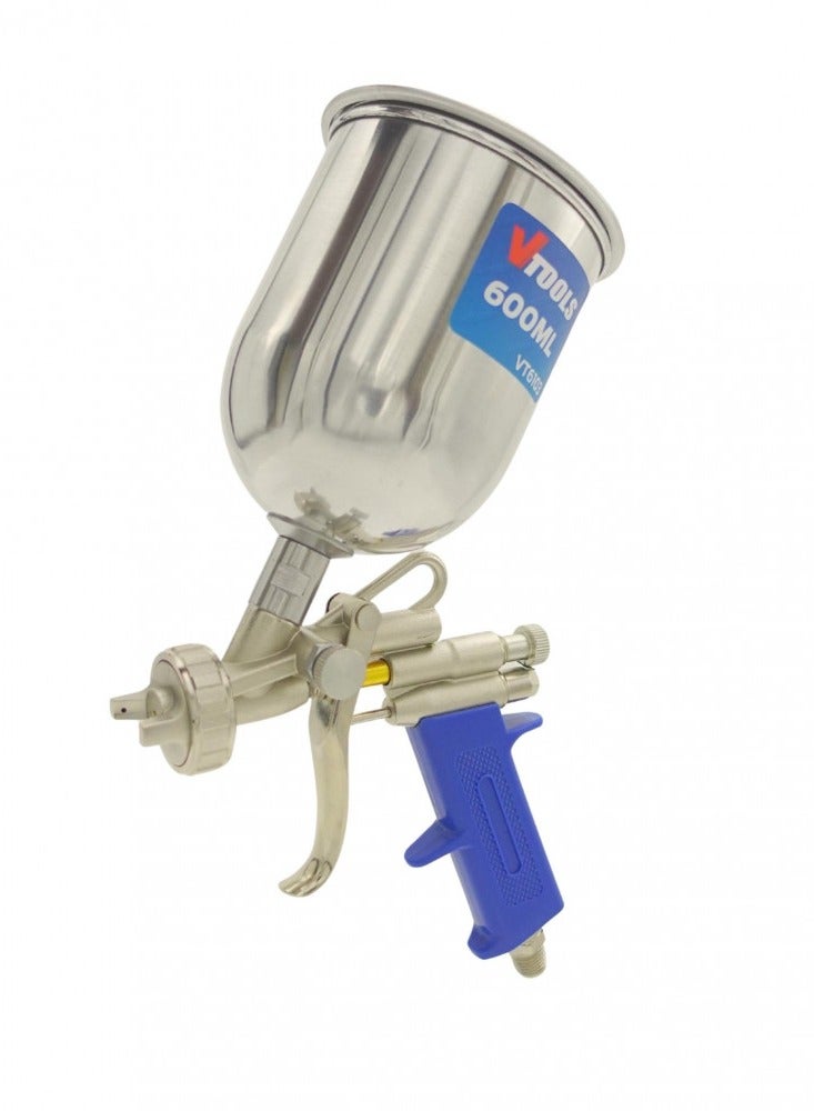 VTOOLS Gravity Spray Gun With 600 ml Aluminum Cup, 1.6mm Nozzle Size, Adjustable Spray Speed & Angle, Japanese Quick Coupler, Paint Sprayer for Car, House, Furniture, Painting - Image 1