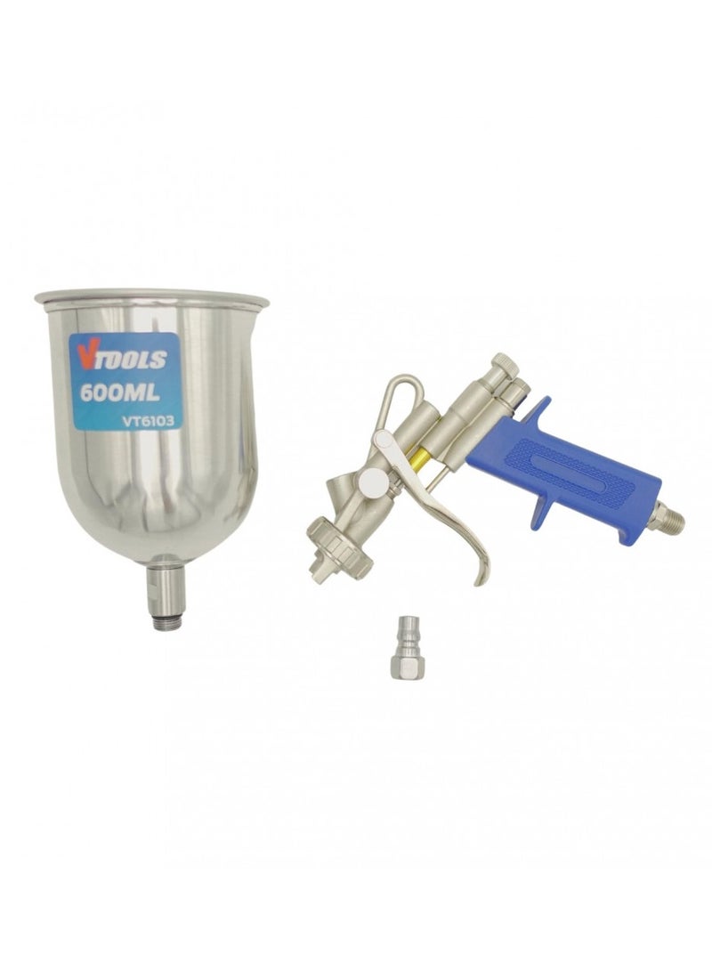 VTOOLS Gravity Spray Gun With 600 ml Aluminum Cup, 1.6mm Nozzle Size, Adjustable Spray Speed & Angle, Japanese Quick Coupler, Paint Sprayer for Car, House, Furniture, Painting - Image 4