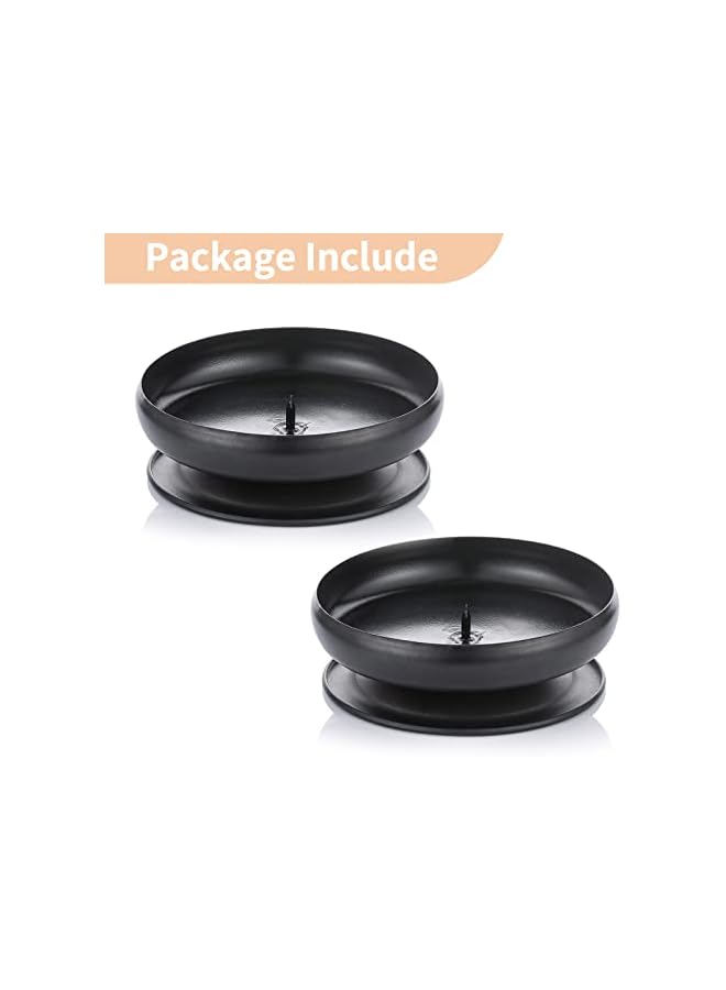 The Bros Piece of 2 Black Iron Pillar Candle Holders Spike Candle Holders 9cm Diameter. Ideal for Wax or LED Candle Gardens, Spa and Aromatherapy, Incense, Wedding, Party, Spa - Image 4