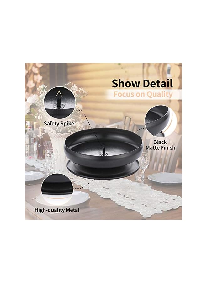 The Bros Piece of 2 Black Iron Pillar Candle Holders Spike Candle Holders 9cm Diameter. Ideal for Wax or LED Candle Gardens, Spa and Aromatherapy, Incense, Wedding, Party, Spa - Image 2