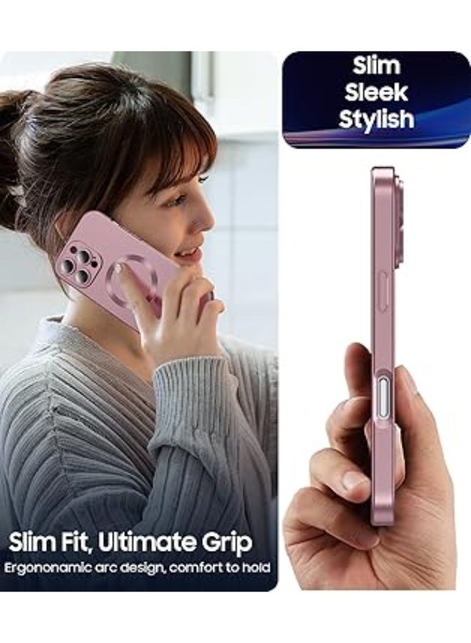 Compatible with Magnetic Case for iPhone 16 Pro Max with Camera Lens Protector,Compatible with Magsafe,Full Protection Slim Anti-Scratch Soft TPU Bumper Phone Case for iPhone 16 Pro Max (Rose Gold) - Image 4