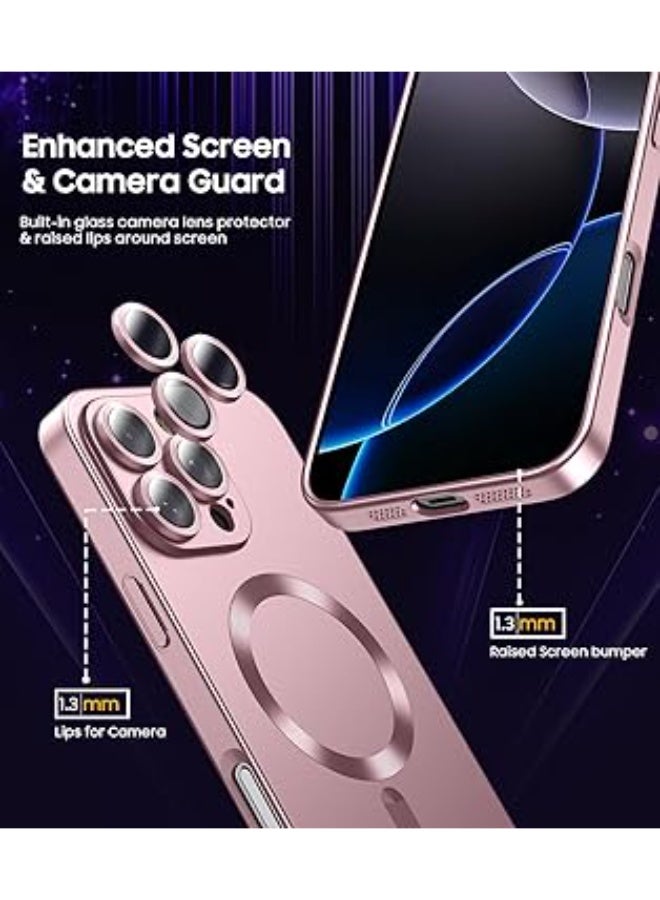 Compatible with Magnetic Case for iPhone 16 Pro Max with Camera Lens Protector,Compatible with Magsafe,Full Protection Slim Anti-Scratch Soft TPU Bumper Phone Case for iPhone 16 Pro Max (Rose Gold) - Image 3
