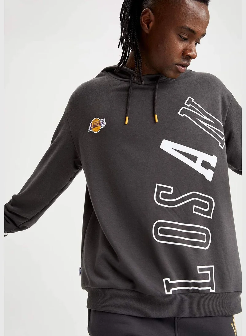 DeFacto Boxy Fit Long Sleeve NBA Lakers Printed Hoodie