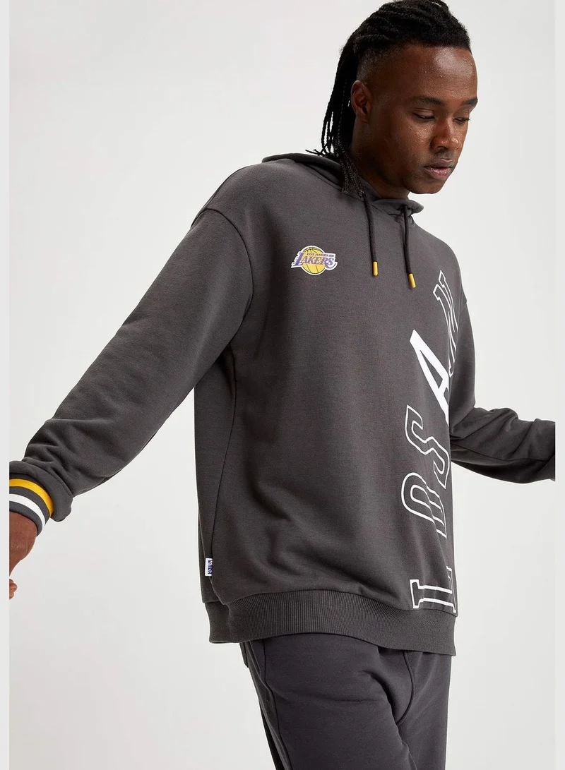 DeFacto Boxy Fit Long Sleeve NBA Lakers Printed Hoodie