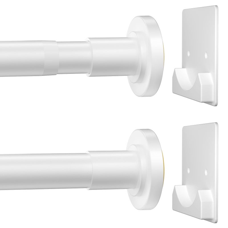 CorkLatta White Shower Curtain Rod,1 Inch Diameter Stainless Steel Adjustable Spring Tension Rods 32 to 80",with Holders,Anti-Slip,Curtain Rods No Drilling(1 Pack) - Image 1