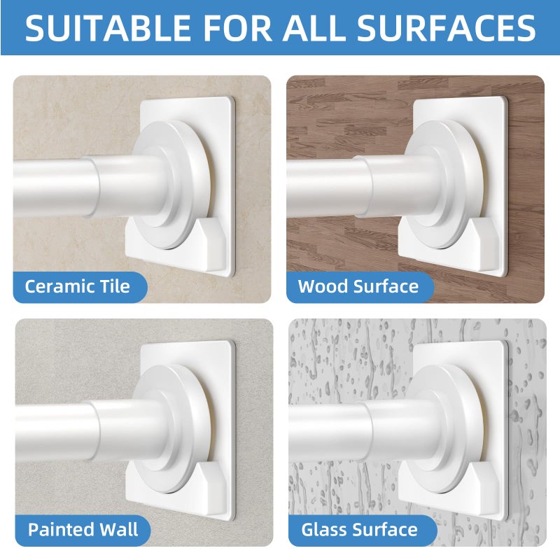 CorkLatta White Shower Curtain Rod,1 Inch Diameter Stainless Steel Adjustable Spring Tension Rods 32 to 80",with Holders,Anti-Slip,Curtain Rods No Drilling(1 Pack) - Image 4