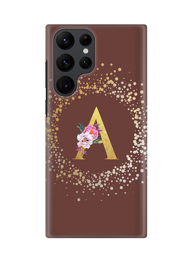 Stylizedd Monogram Slim Cover for Samsung Galaxy S22 Ultra 5G Case Custom Initials Letter Floral Pattern Snap Series Mobile Cover Matte Alphabet  - A (Brown) - Image 1