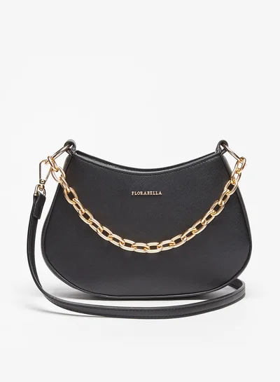 فلورا بيلا من شو إكسبرس Textured Shoulder Bag with Chain Strap and Zip Closure