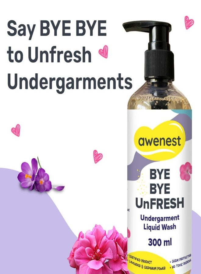 awenest Bye Bye UnFresh Undergarment Liquid Wash Detergent | Plant-based Bioactives | Geranium and Lavender | Removes Tough Stains | No Toxic Residue | Germ Protection - Image 2