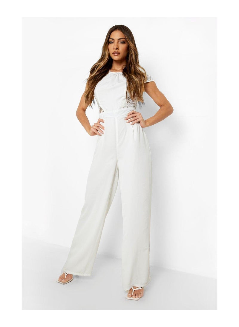 boohoo - Lace Open Back Wide Leg Jumpsuit - Image 1