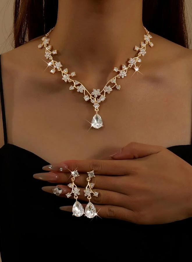 Take Two 2-Piece Rhinestone Drop Embellished Necklace and Earrings Jewelry Set