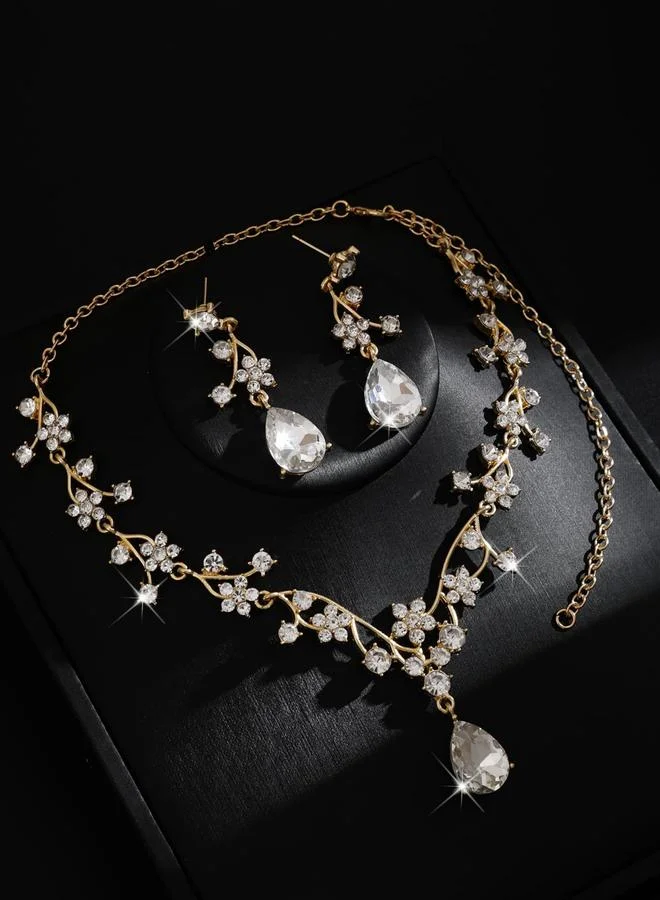 Take Two 2-Piece Rhinestone Drop Embellished Necklace and Earrings Jewelry Set