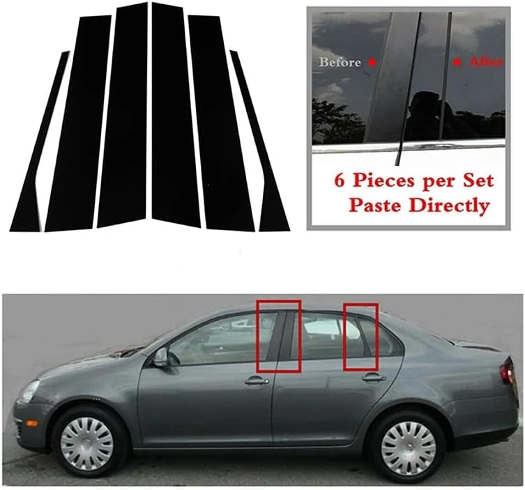 DEMULAX 6Pcs Car Pillar Posts Window Molding Cover Trims - Image 5