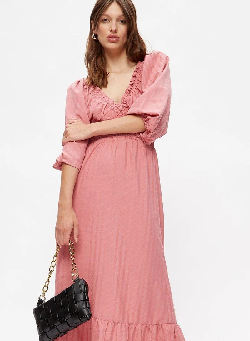 DOROTHY PERKINS Plunge Neck Ruffle Hem Balloon Sleeve Dress