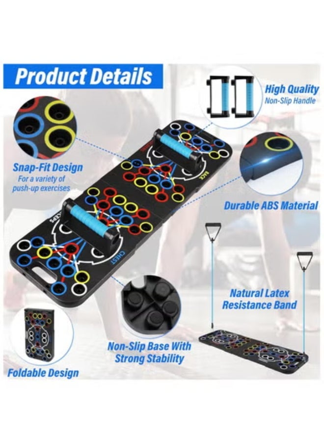 AROAQ Push Up Board, Multi-Function Portable 54 in 1 Push Up Bar, Foldable Pushup Board with Resistance Bands, Push Up Handles for Floor, Space Saving Home Workout Equipment for Men&Women  - Image 2