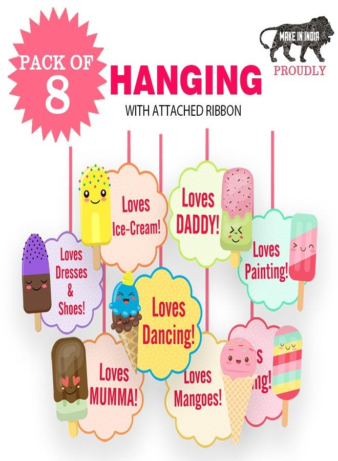 Suruchi Strokes Ice Cream Theme Birthday Decoration Item | Candy Land Theme Hanging for Kids Birthday Party Set of 8 (Ceiling Hangings) - Image 5
