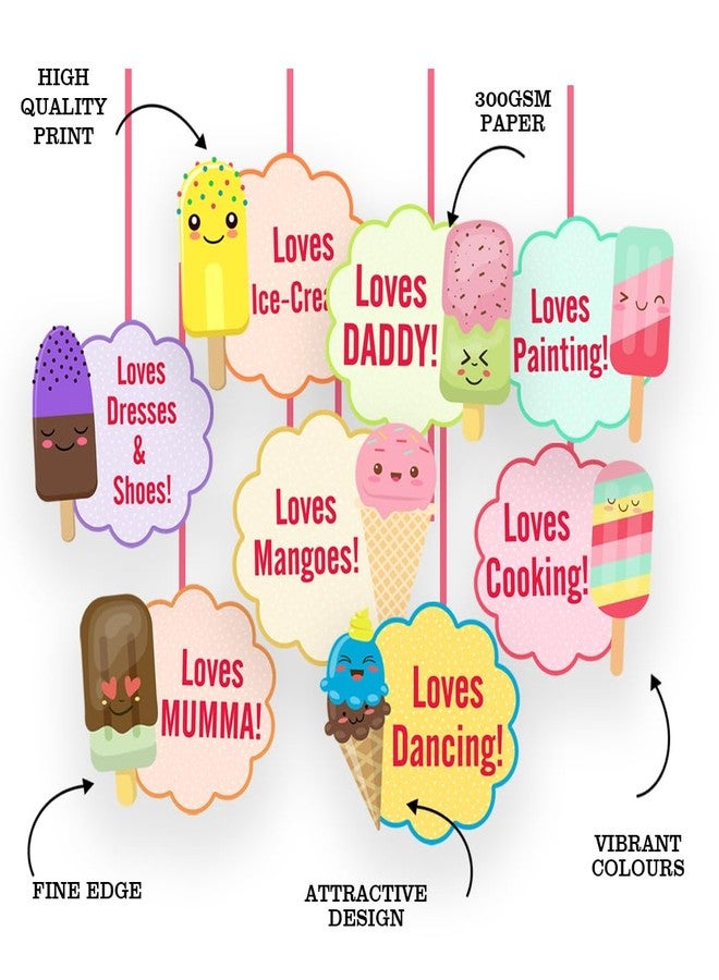 Suruchi Strokes Ice Cream Theme Birthday Decoration Item | Candy Land Theme Hanging for Kids Birthday Party Set of 8 (Ceiling Hangings) - Image 4