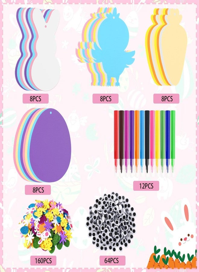 JULBEAR Easter Foam Crafts for Kids, 260 Pcs Foam Easter Foam Stickers Egg Rabbit Carrot Chick Arts and Crafts Kits, DIY Stickers Set for Kids Party Favors Supplies - Image 3
