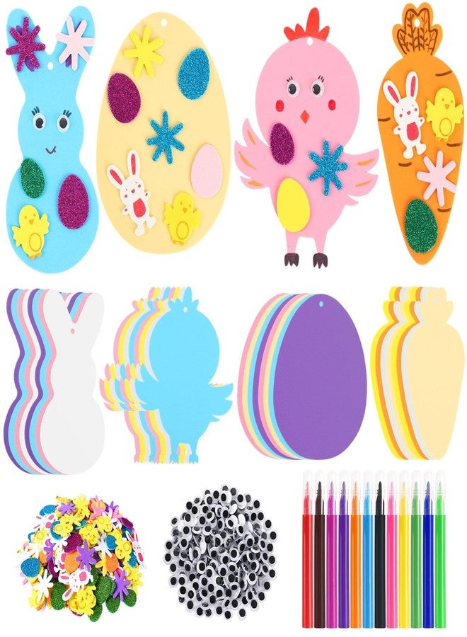 JULBEAR Easter Foam Crafts for Kids, 260 Pcs Foam Easter Foam Stickers Egg Rabbit Carrot Chick Arts and Crafts Kits, DIY Stickers Set for Kids Party Favors Supplies - Image 1