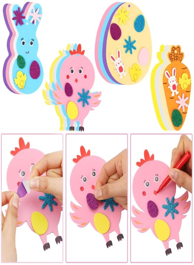 JULBEAR Easter Foam Crafts for Kids, 260 Pcs Foam Easter Foam Stickers Egg Rabbit Carrot Chick Arts and Crafts Kits, DIY Stickers Set for Kids Party Favors Supplies - Image 4