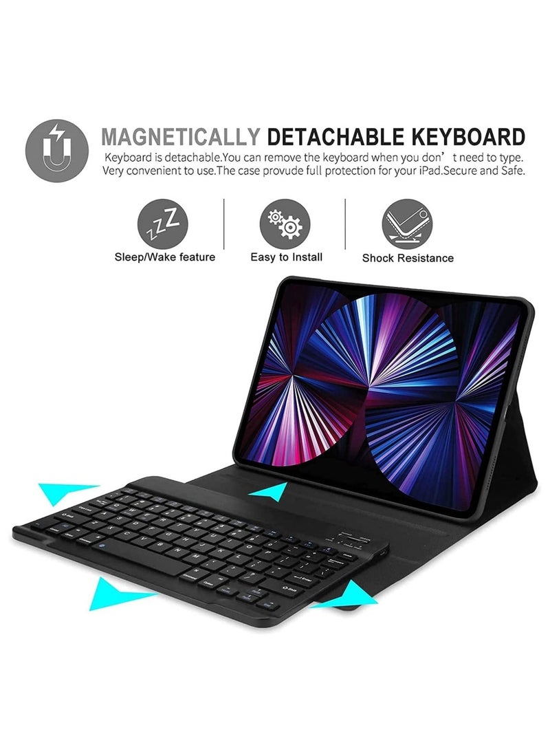 iPad Keyboard Case for iPad Air 4th Generation, Detachable Wireless Bluetooth Trackpad Keyboard, Smart Folio Cover with Pencil Holder - Image 1