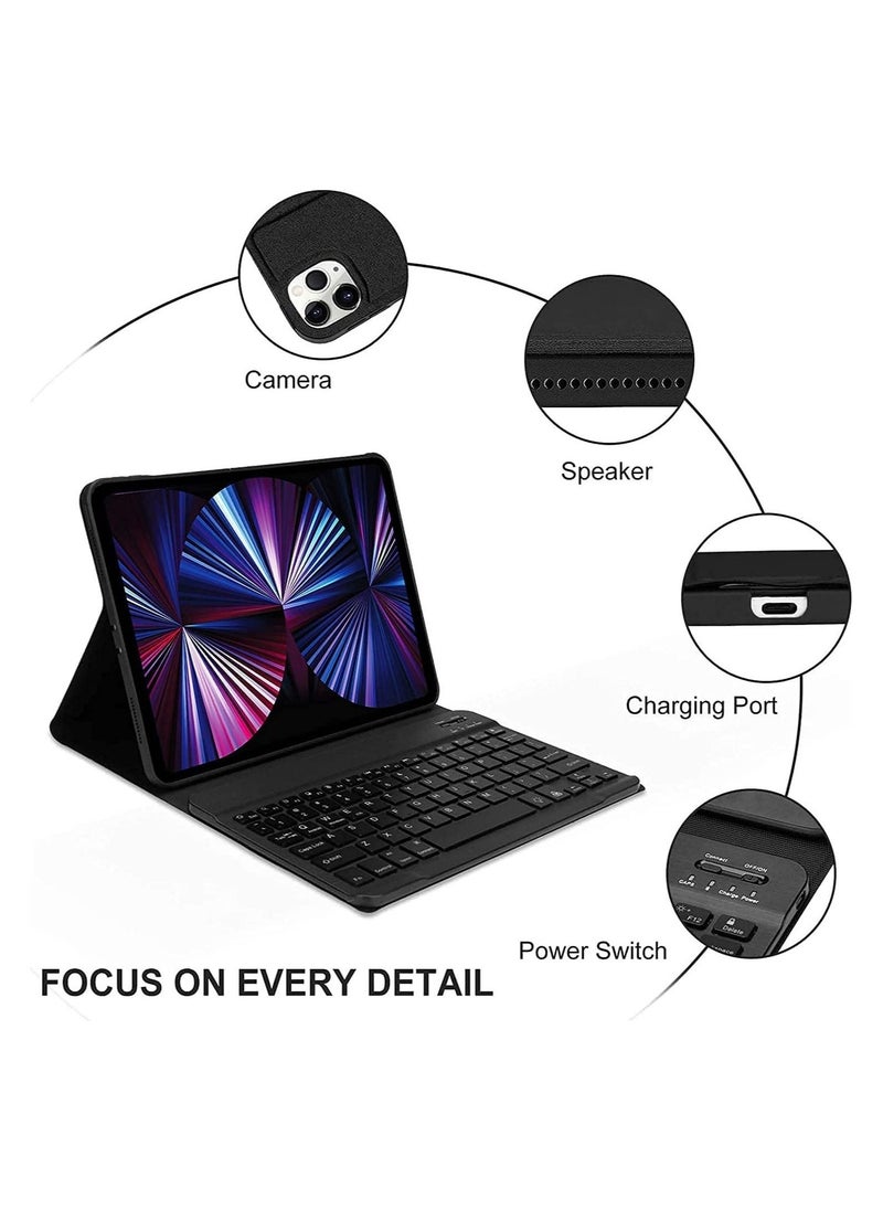 iPad Keyboard Case for iPad Air 4th Generation, Detachable Wireless Bluetooth Trackpad Keyboard, Smart Folio Cover with Pencil Holder - Image 2