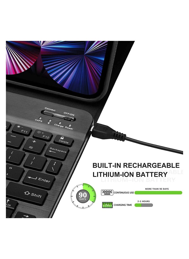 iPad Keyboard Case for iPad Air 4th Generation, Detachable Wireless Bluetooth Trackpad Keyboard, Smart Folio Cover with Pencil Holder - Image 4