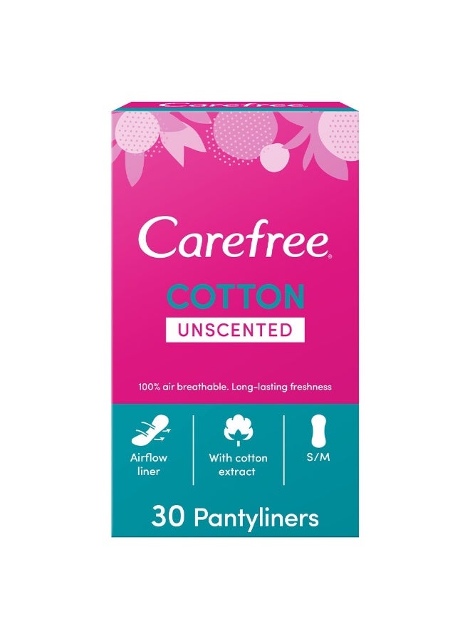 Carefree Breathable Cotton Unscented Panty Liners, Pack Of 30 - Image 1