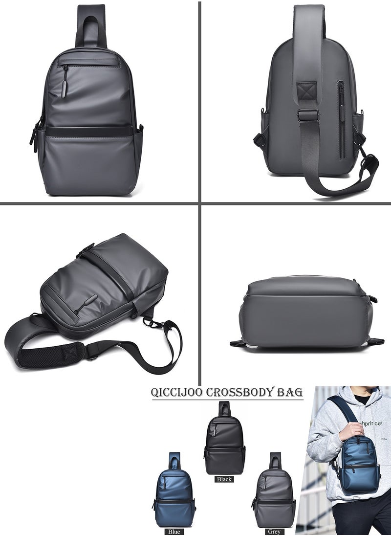 Qiccijoo - Qiccijoo Sling Backpack Small Crossbody Bag Shoulder Bag for Men Women Chest Bag Hiking Daypack Travel Bag Casual Daypack Backpacks for Walking Biking Gym Sport Cycling(Grey) - Image 1