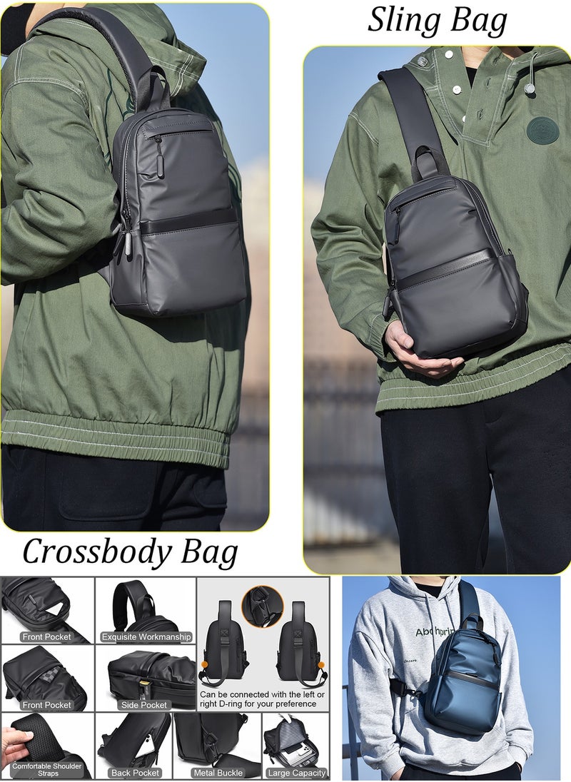 Qiccijoo - Qiccijoo Sling Backpack Small Crossbody Bag Shoulder Bag for Men Women Chest Bag Hiking Daypack Travel Bag Casual Daypack Backpacks for Walking Biking Gym Sport Cycling(Grey) - Image 1