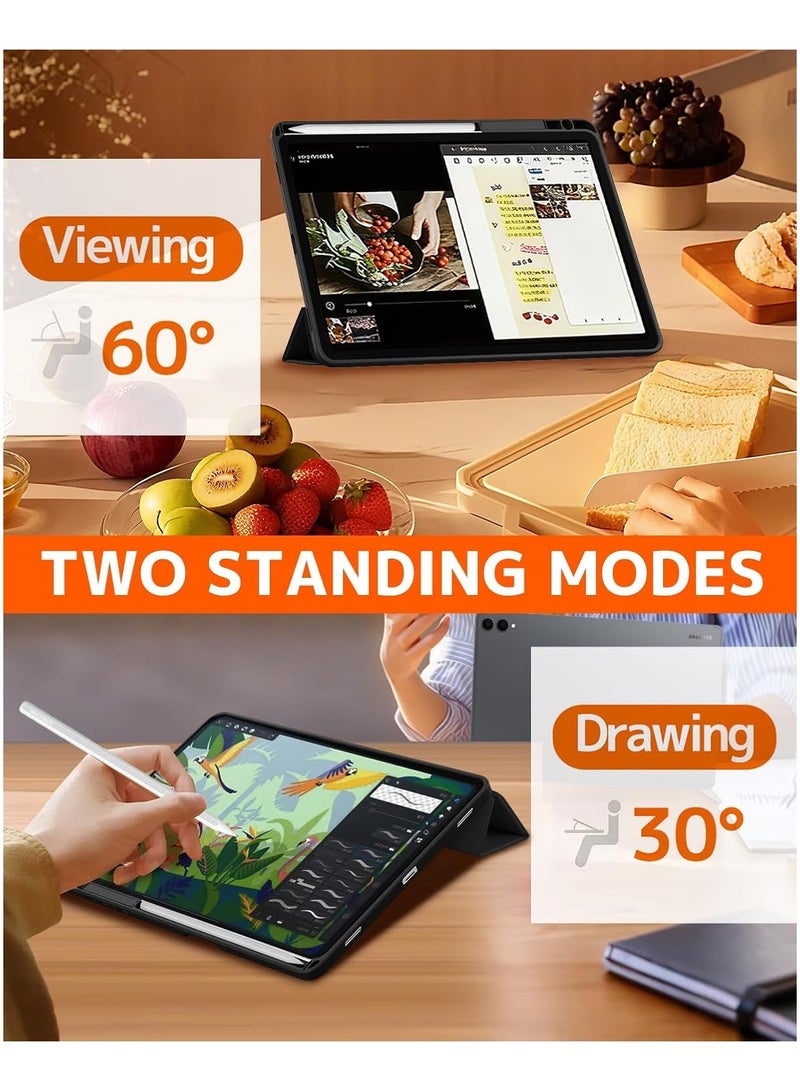 CHEROSIN حافظة تابلت شفافة لجهاز سامسونج جالاكسي تاب S11 مقاس 11 إنش مع حامل قابل للتعديل ثلاثي الطي وفتحة قلم ووظيفة النوم/الاستيقاظ التلقائي - Image 5