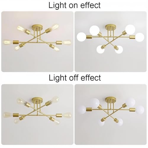 ELEPHANTBOAT® 6-Light Ceiling Light for Living Room, Modern Metal Chandelier Light Fixture, Pendant Lights for Ceiling, Without E27 Bulb - Image 4