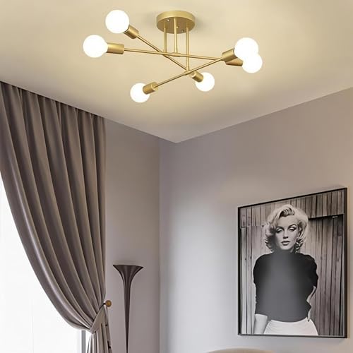 ELEPHANTBOAT® 6-Light Ceiling Light for Living Room, Modern Metal Chandelier Light Fixture, Pendant Lights for Ceiling, Without E27 Bulb - Image 5